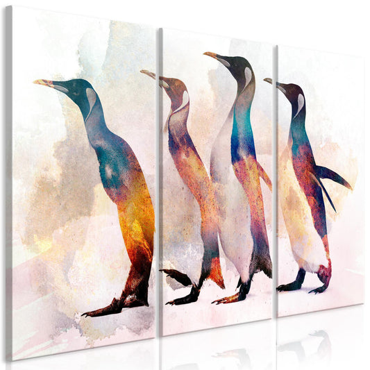 Schilderij - Penguin Wandering (3 Parts)
