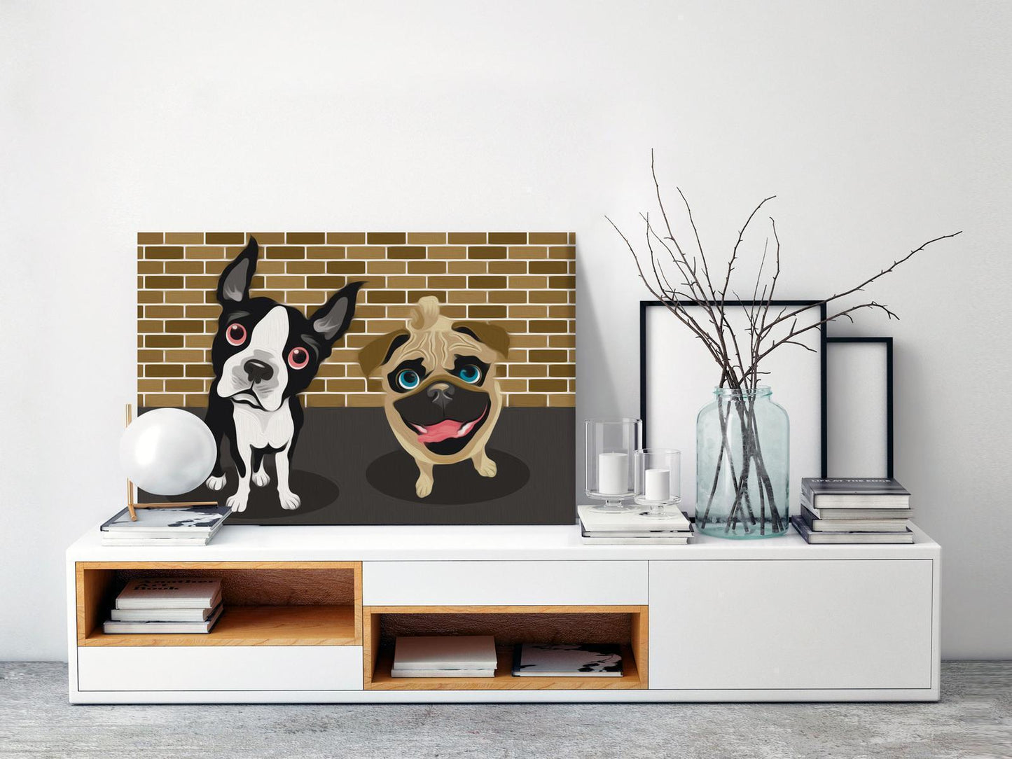 Doe-het-zelf op canvas schilderen - Cute Dogs