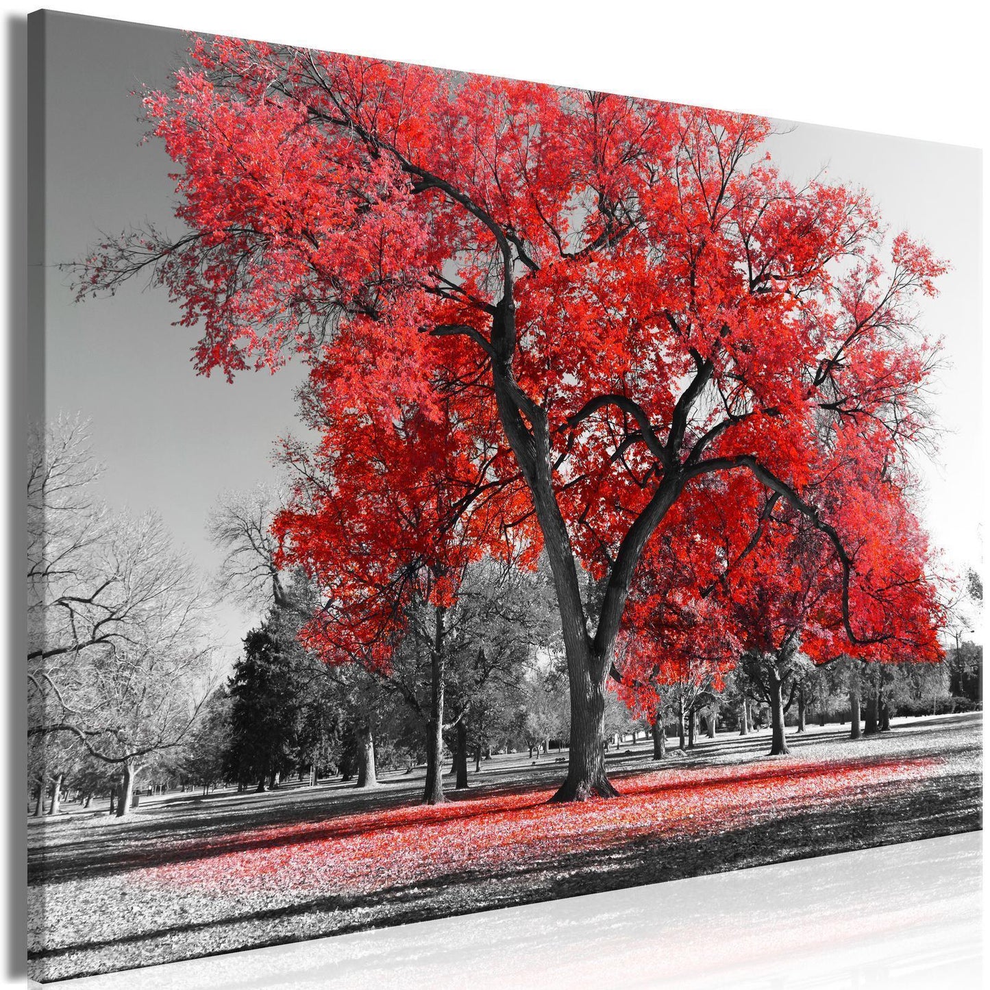 Painting - Autumn in the Park (1 Part) Wide Red