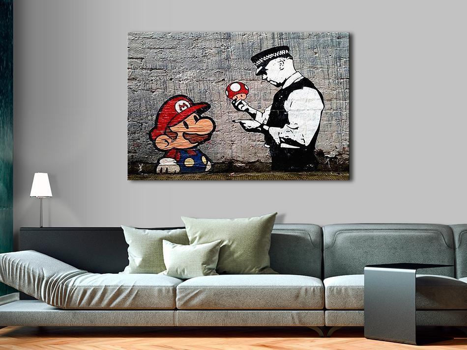 Schilderij - Mario and Cop by Banksy