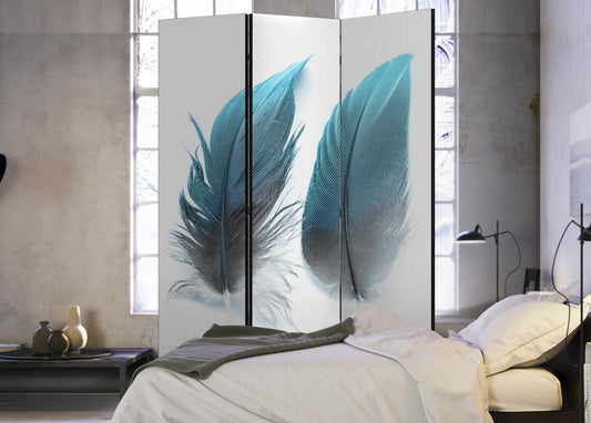 Folding Screen - Blue Feathers [Room Dividers] 