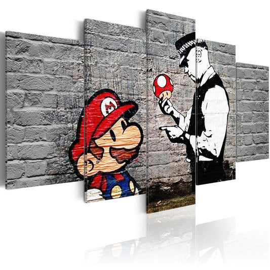 Painting - Super Mario Mushroom Cop (Banksy)