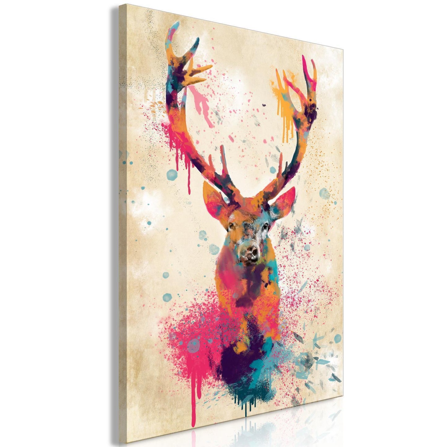 Schilderij - Watercolor Deer (1 Part) Vertical