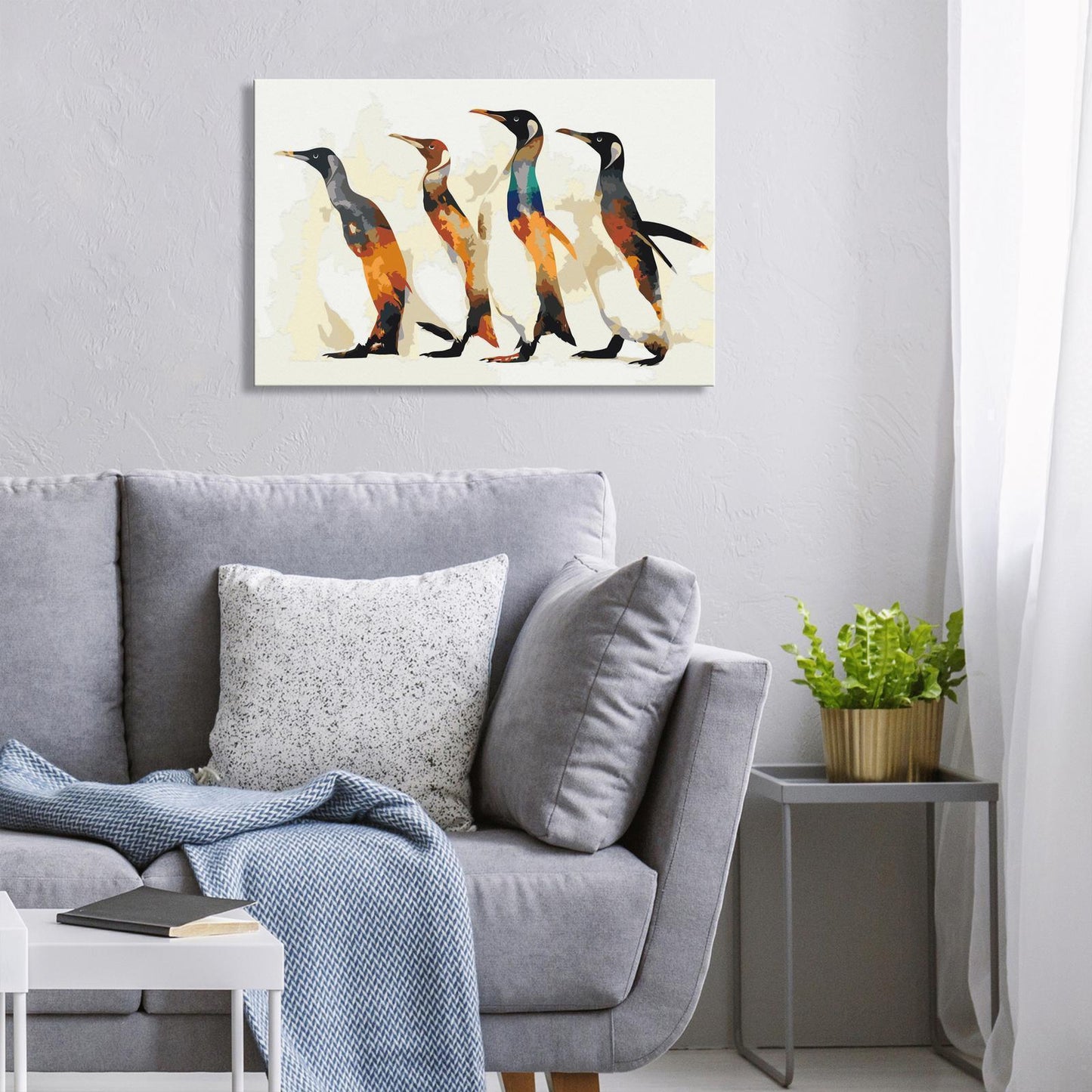DIY-Leinwandgemälde – Pinguinfamilie 