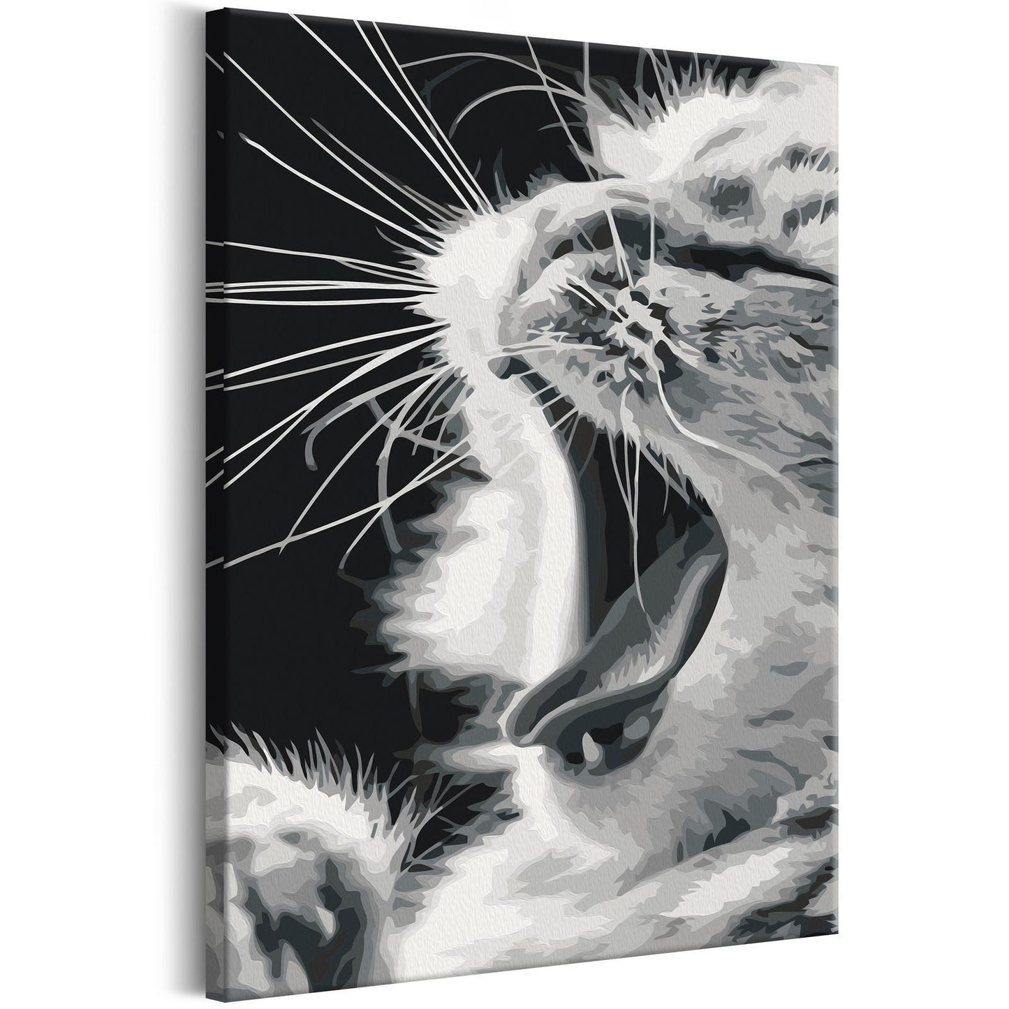 Doe-het-zelf op canvas schilderen - Yawning Kitten