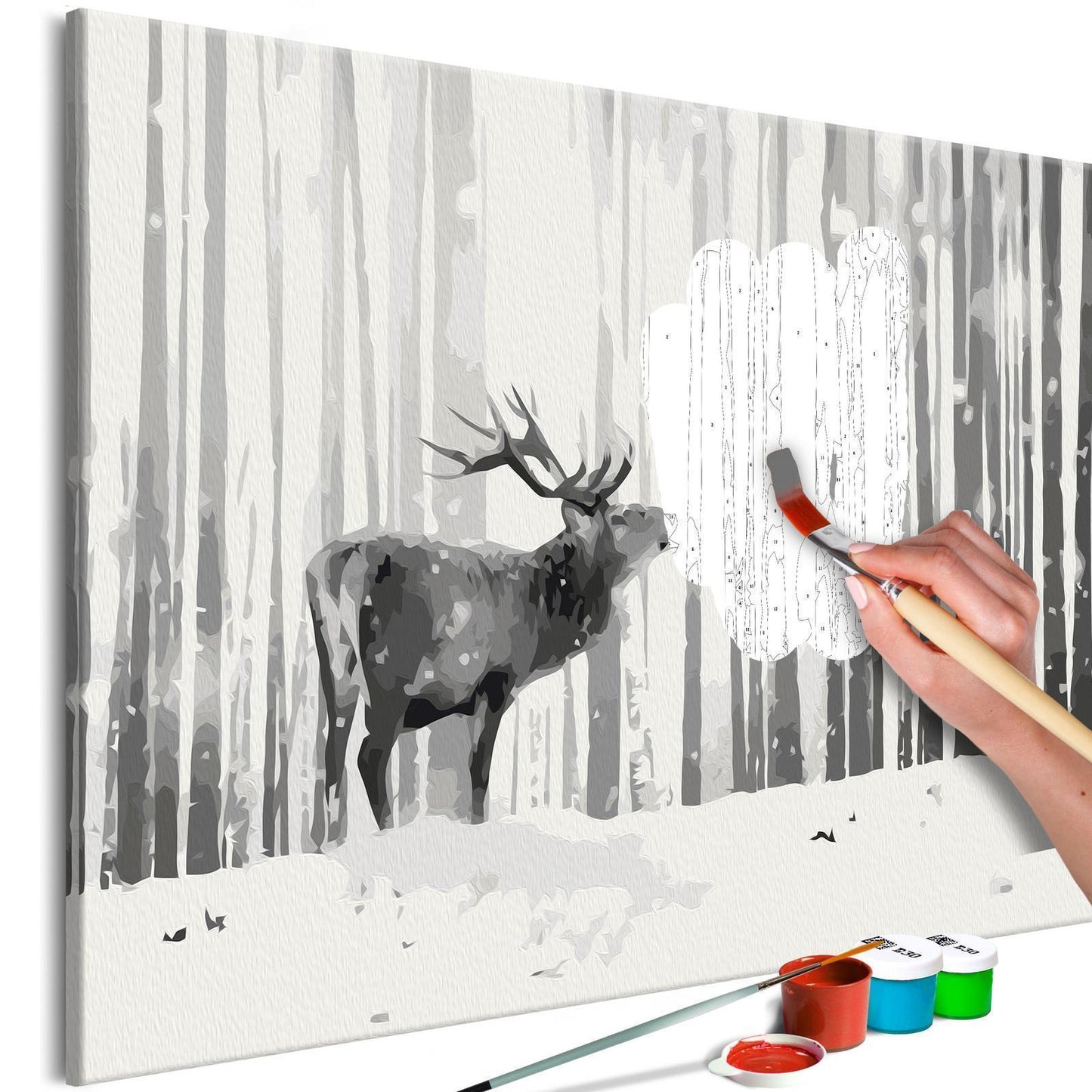 Doe-het-zelf op canvas schilderen - Deer in the Snow