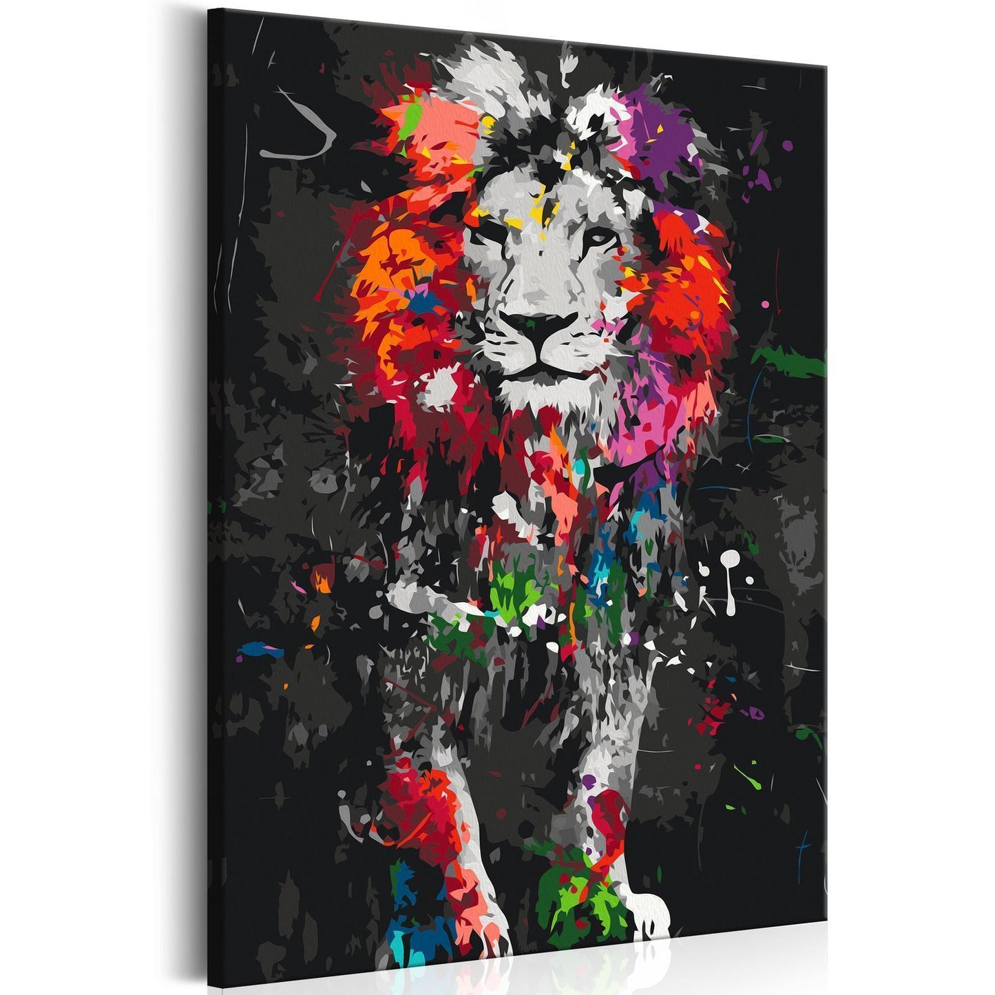 Doe-het-zelf op canvas schilderen - Colourful Animals: Lion