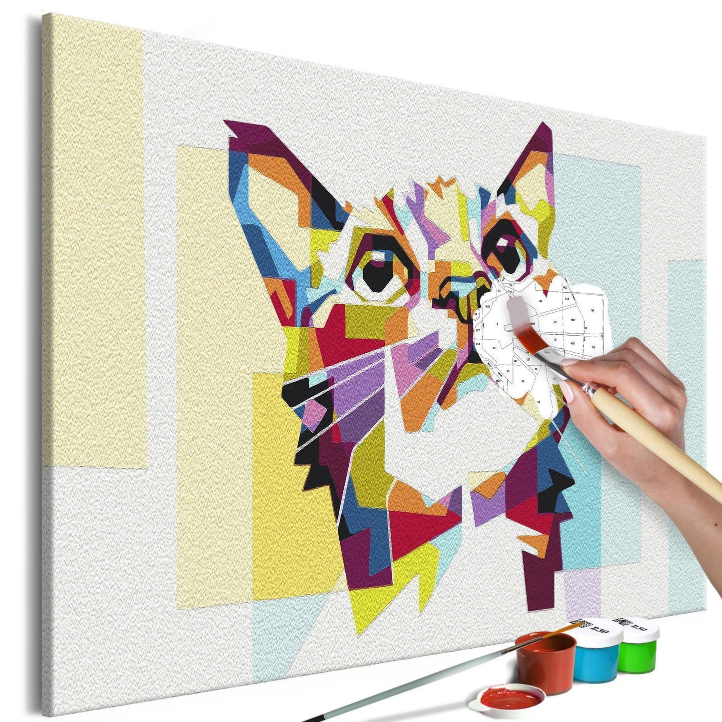 DIY Canvas Painting - Cat and Figures 