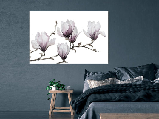 Schilderij - Painted Magnolias (1 Part) Wide
