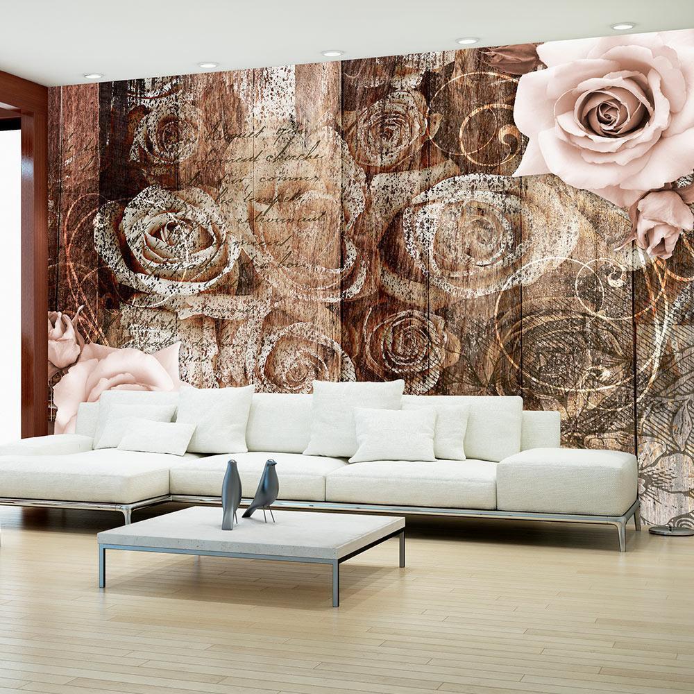 Wall Mural - Old Wood &amp; Roses