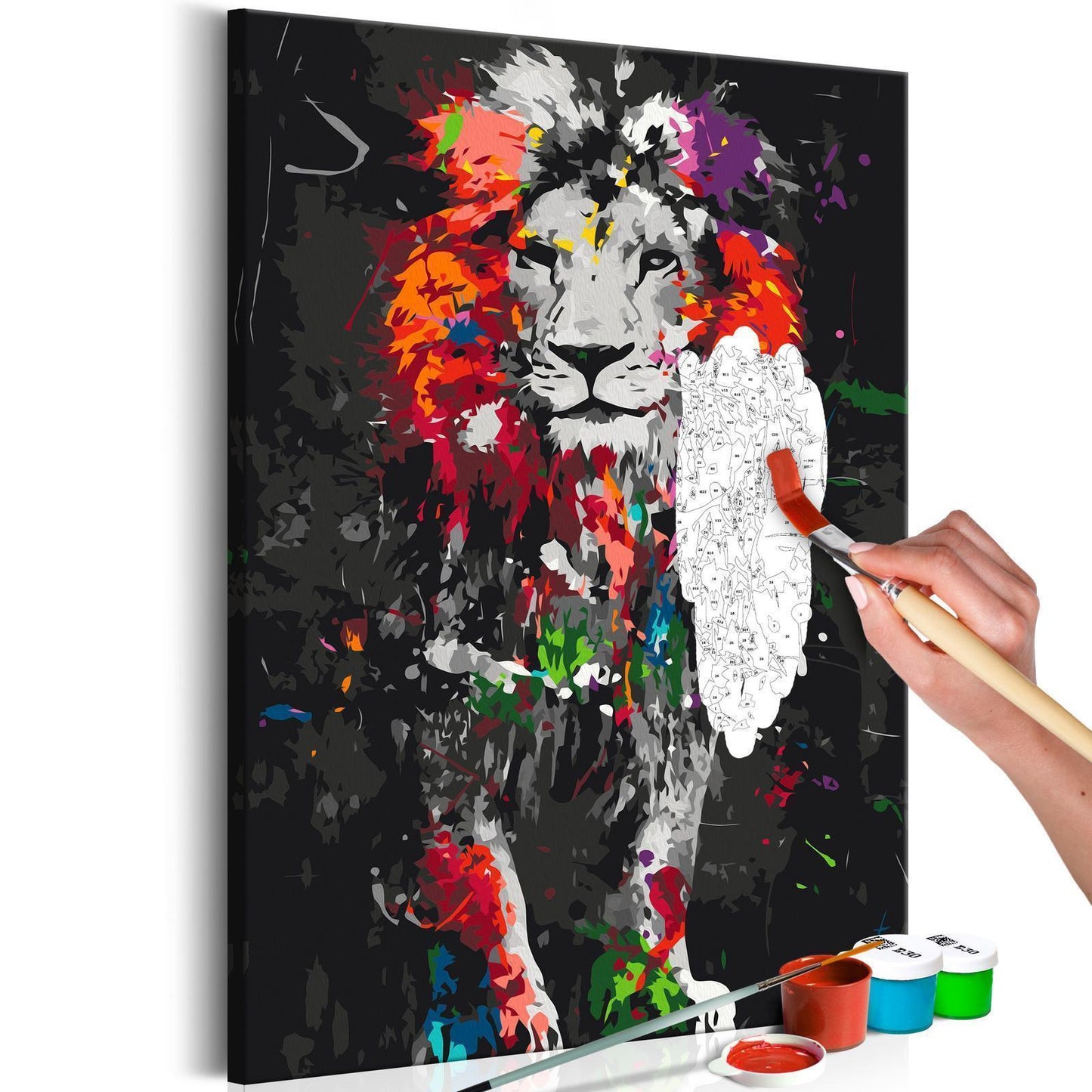 Doe-het-zelf op canvas schilderen - Colourful Animals: Lion