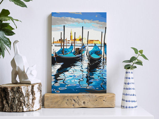 DIY-Gemälde auf Leinwand – Venezianische Boote 