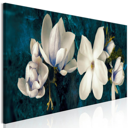 Schilderij - Avant-Garde Magnolia (1 Part) Narrow Turquoise