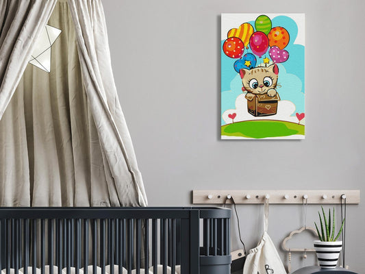 DIY-Gemälde auf Leinwand – Kätzchen mit Luftballons 