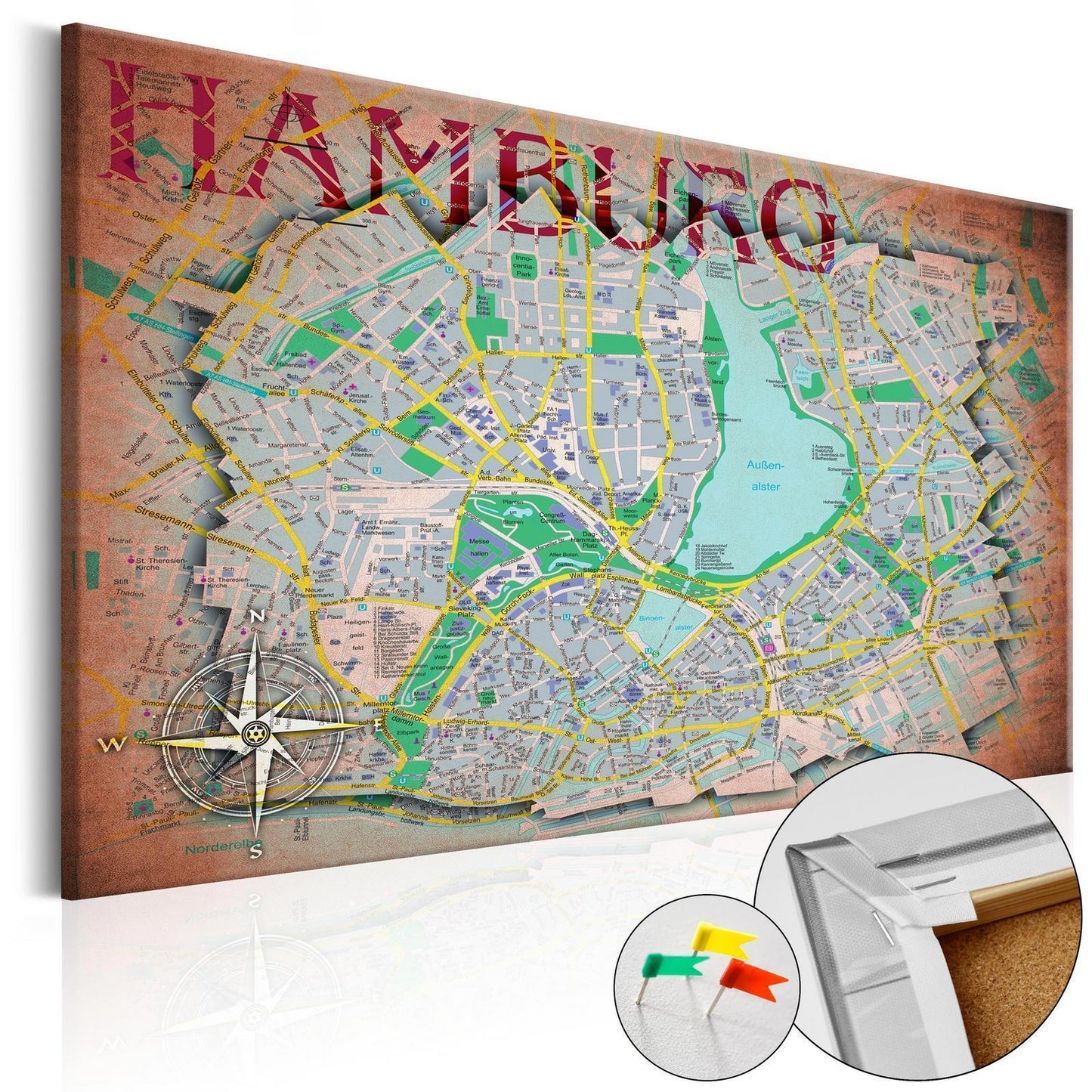 Bild auf Kork - Hamburg [Cork Map] 