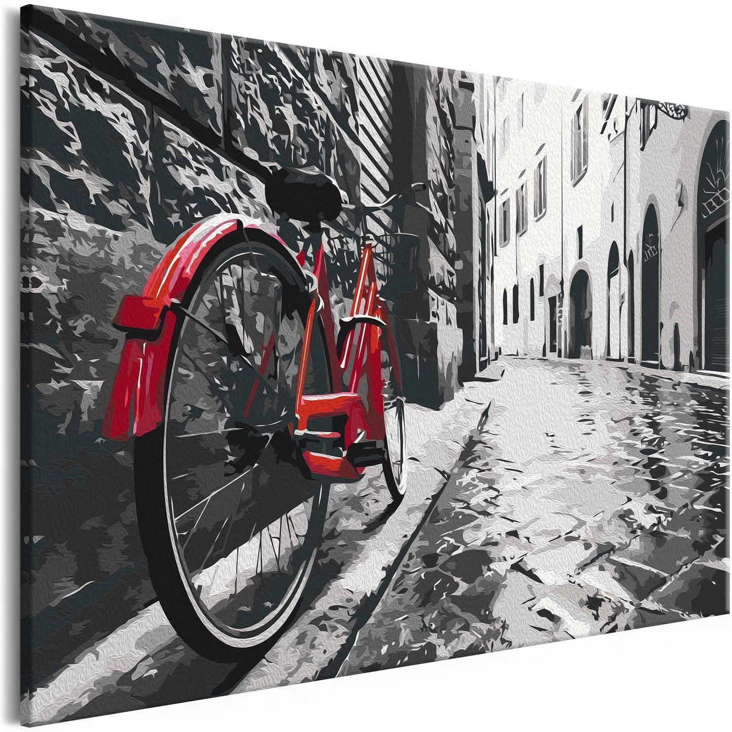 DIY-Gemälde auf Leinwand – Rotes Fahrrad 