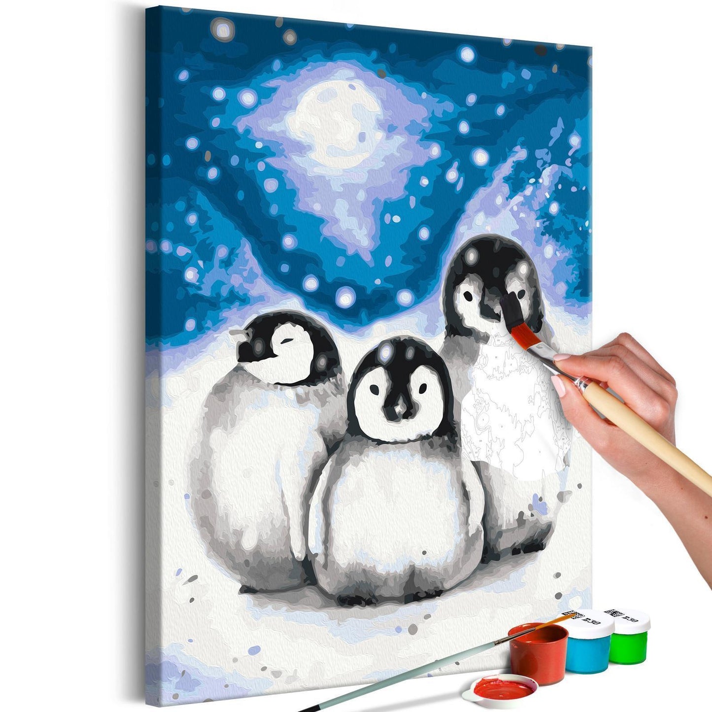 DIY-Leinwandgemälde – Drei Pinguine 