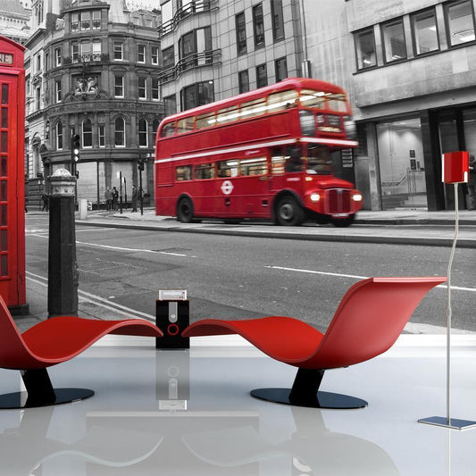 Wall Mural - Red bus and telephone box in London