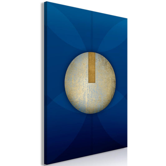 Malerei – Im Schatten des klassischen Blaus (1-teilig) – Goldener Kreis in Abstraktion