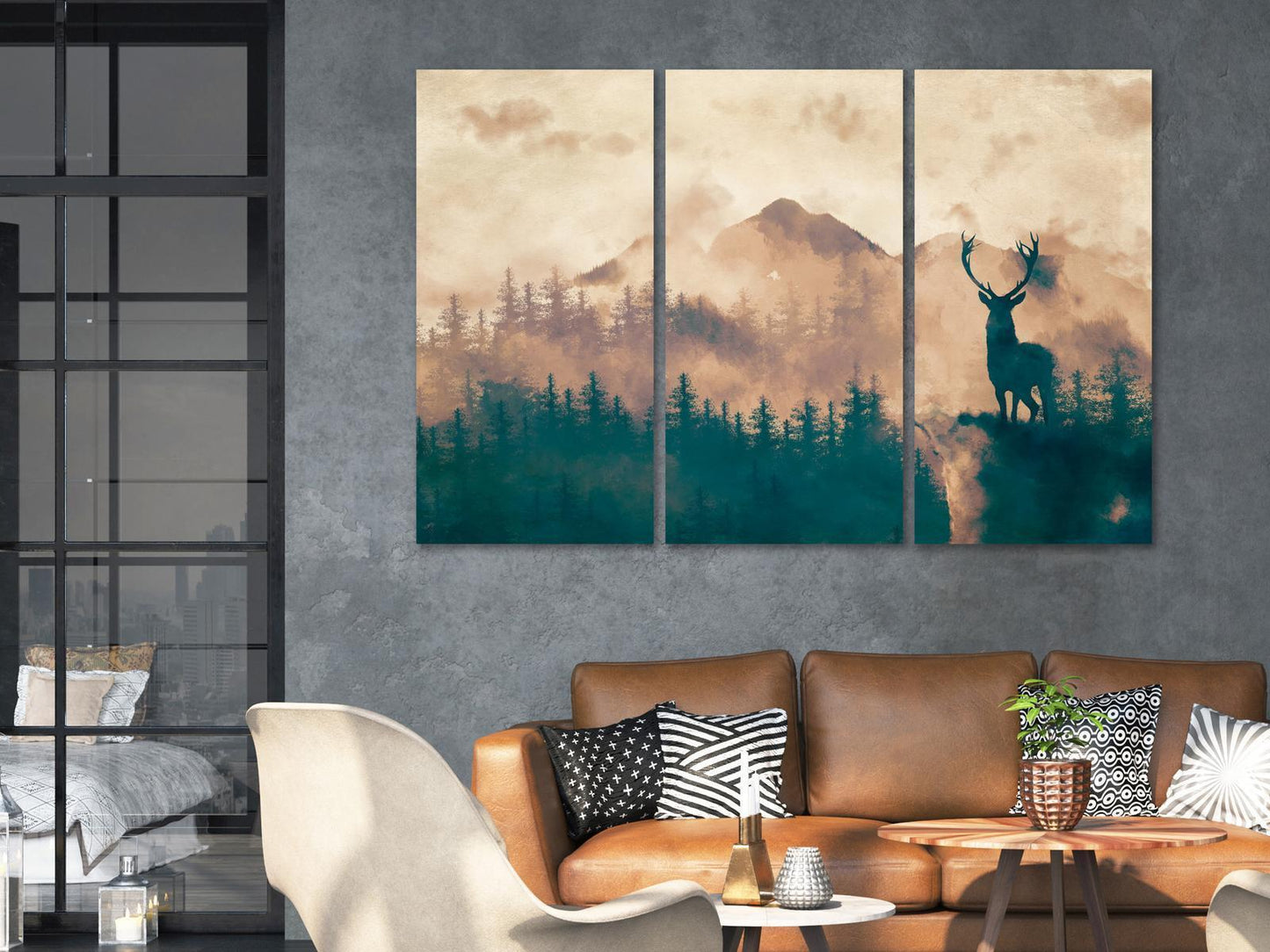 Painting - Proud Deer (3 Parts)