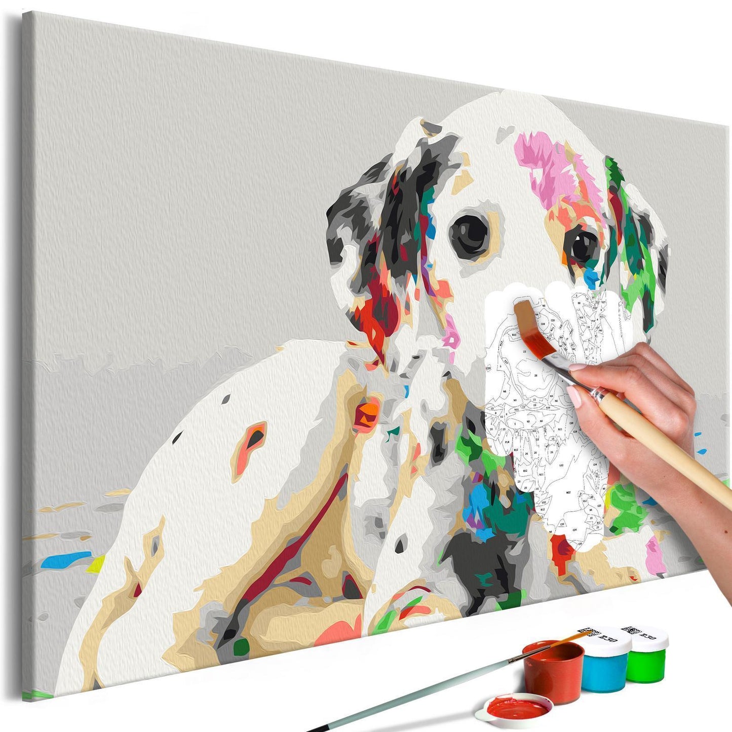 Doe-het-zelf op canvas schilderen - Colourful Puppy