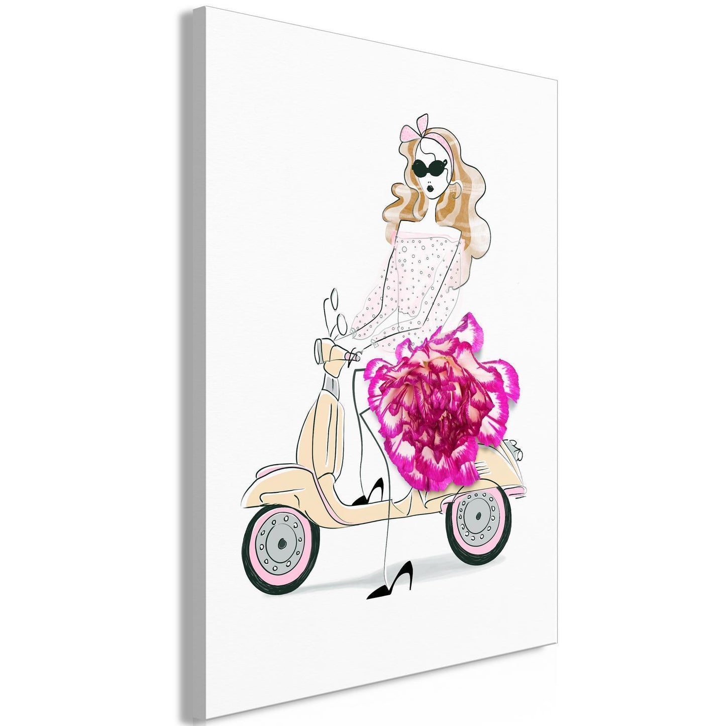 Painting - Girl on a Scooter (1 Part) Vertical