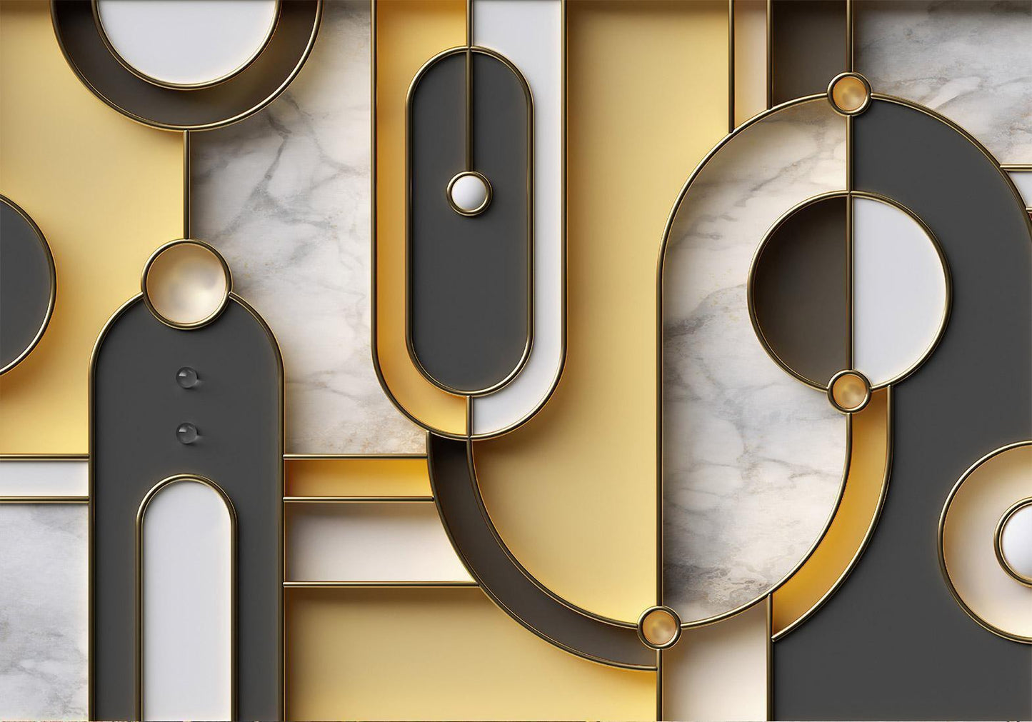 Fotobehang - Gold-marble Geometric Pattern