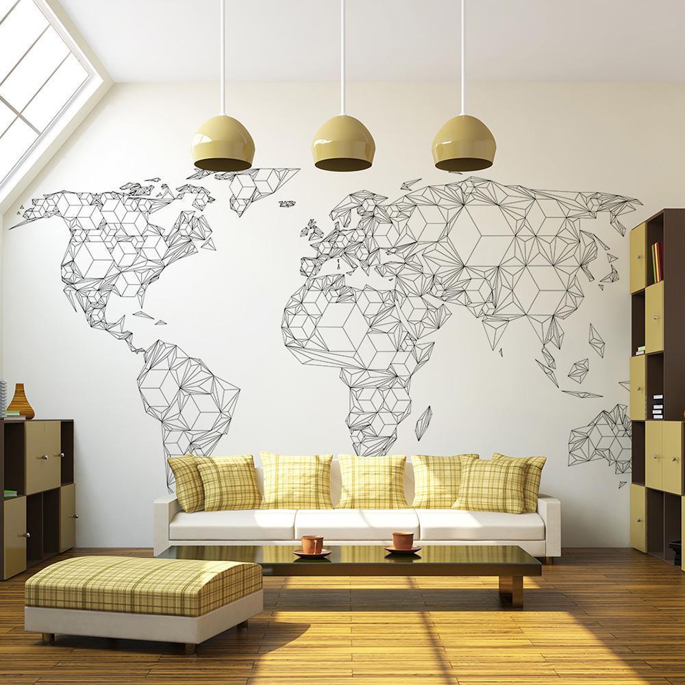Fotobehang - Map of the World - white solids