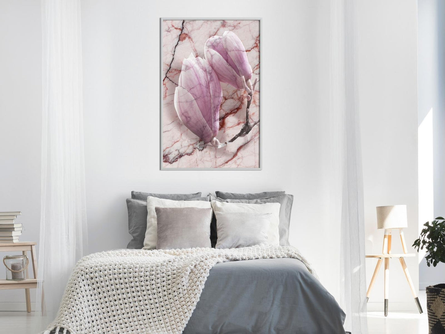 Magnolia on Marble Background